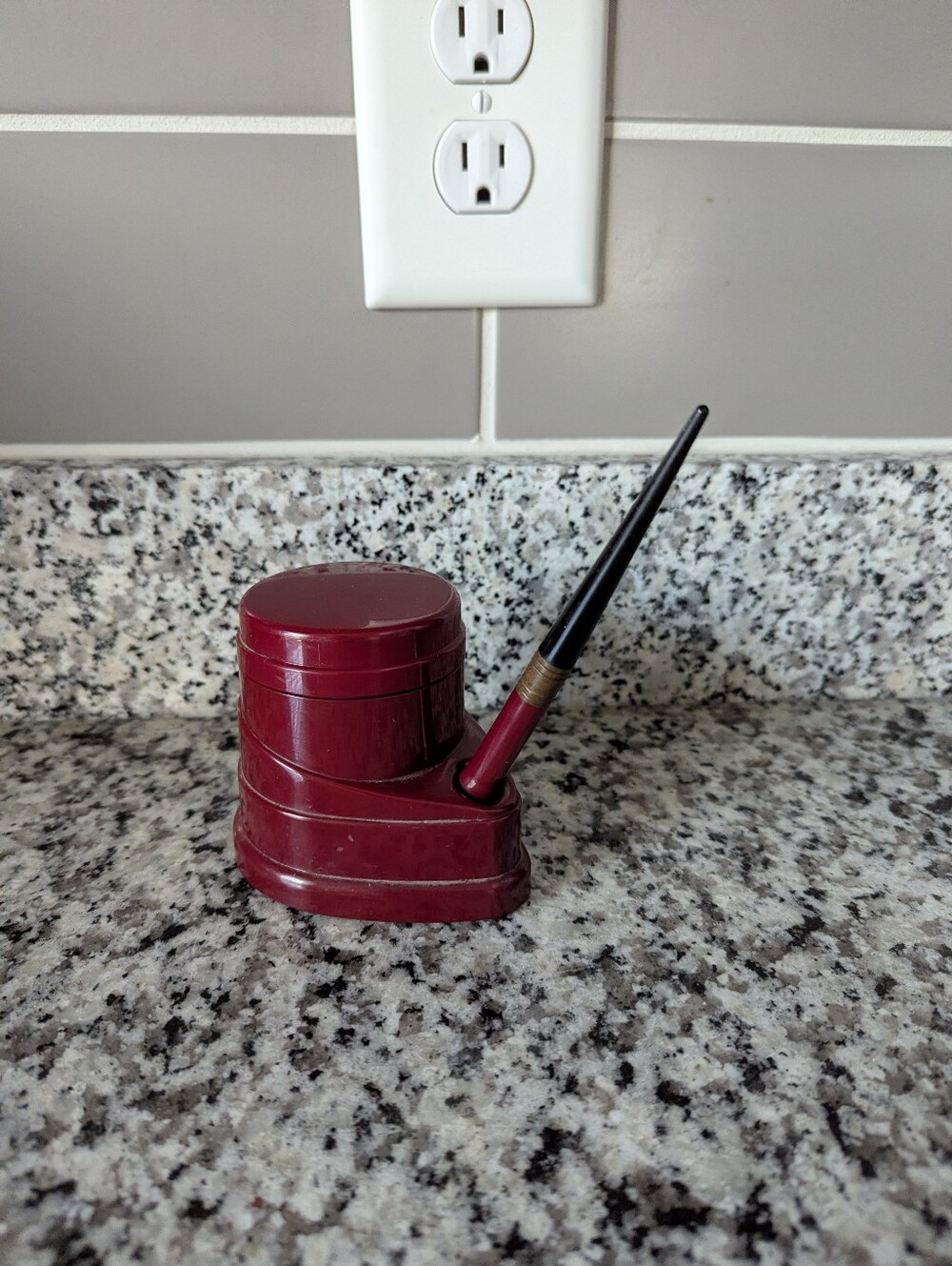 Vintage Dark Red Morriset Inkwell